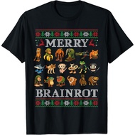 Merry Brainrot Ugly Christmas Sweater Funny Italian Unisex T-Shirt