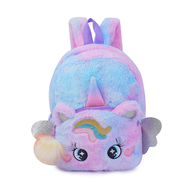 กระเป๋าเด็ก Rainbow Fluffy Unicorn Backpack Zipper Bag Unicorn Bag Girl Bag Unicorn Plush Bag Unicorn Smiggle Bag