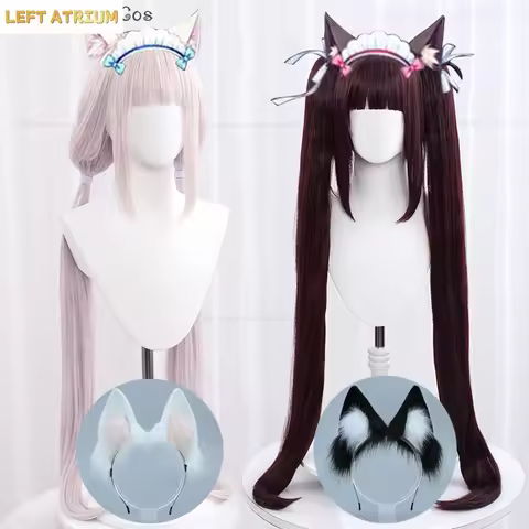 Anime Vanilla Chocola Cosplay Wig 100cm Long Vanilla Light Pink Chocola Dark Brown Heat Resistant Sy