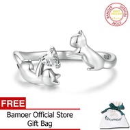 BAMOER Genuine 925 Sterling Silver Cat Adjustable Ring for Women Free size Fashion Jewelry SCR915