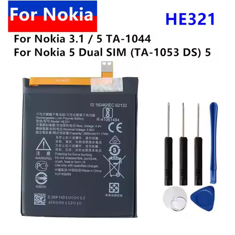 2900mAh HE321 Original Battery For Nokia 3.1 / 5 TA-1044 For Nokia 5 Dual SIM (TA-1053 DS) 5 Premium