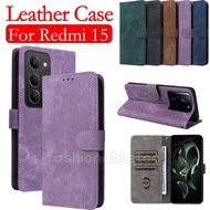 For Redmi15 5G Flip Leather Phone Case For Redmi 15 C 15C Redmi15 C Redmi15C 2025 Magnetic Bracket C