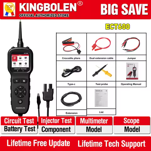 KINGBOLEN ECT600 Universal 0v-80v Auto Electric Circuit Tester Voltage Power Probe Kit LED Display B