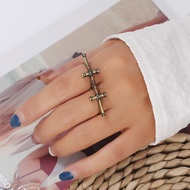 2-Finger Ring Gothic Style Two-Finger Cross Ring Vintage StyleRing natural