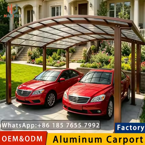 Customized 2 Car Aluminum Carport 6x3 4x3 White Polycarbonate Metal Car Port Shed Garage, Waterproof