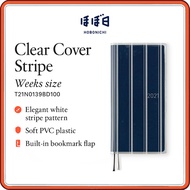 Hobonichi Clear Cover Stripe for Weeks Planner – Soft PVC Protective Case with Pen Holder & Bookmark