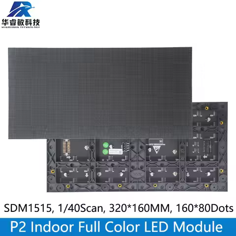 P2 SMD1515 RGB Full Color Indoor 160x80Pixel 1/40Scan 320x160mm LED Matrix Module Advertising Panel 