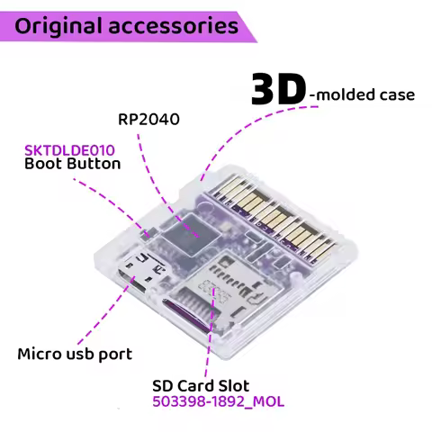 Chiscart DSpico Game Reader Cart 3D Molded Transparent Case with RP2040 MCU For NDS NDSL DSi 3DS Con