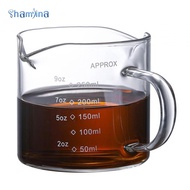 [Simhoa3] Espresso Measuring Glass Jug Cup Clear Glass Pitcher Double Spouts Anti Scald Handle Espresso Glass for Measure 250ml