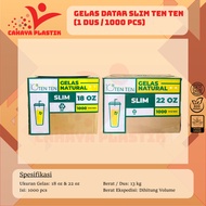 (1 BOX) Slim Flat Glass TEN TEN 18oz 22oz Weight 7GR Contents 1000 Pcs Slim Ten Ten Plastic Glass/ I