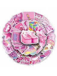 50入組可愛粉色y2k貼紙,卡通塗鴉裝飾貼紙,適用於筆記型電腦水瓶行李箱頭盔滑板車文具機車,青少年物品,教室裝飾美術用品
