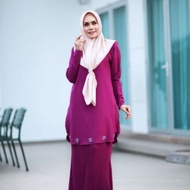 ELZYDA Baju Kurung Nursing Muslimah dihiasai chunky beads - Magenta Purple