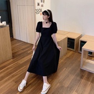 Toply shop  COD GRATIS ONGKIR Dres A Line khusus hitam / Dres party wanita / Midi Dres wanita / Kore