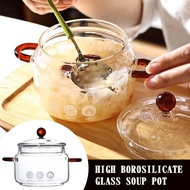 Kitchen Double-ear High Borosilicate Glass Pot Heat-resistant Transparent Saucepan E3n5