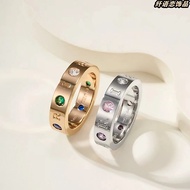 [Supreme] B.ZERO1 Letter Logo Colorful Diamond Ring Women's Fashion Jewelry Reveal Charm Enhance Tas