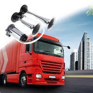 Universal Car Air Horn Super Loud Double Tubes Electric Horn Super Loud Train Horn For Motorcycle Auto Truck Car Lorry RV Boat