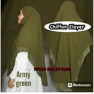 Tudung Labuh Khimar Chiffon 2Layer Berdagu dan Bertali