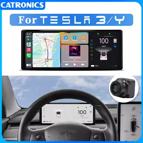 CATRONICS for 2023Tesla Aaccessories Model 3 Y Digital Dashboard Heads Up Display Carplay Android Au