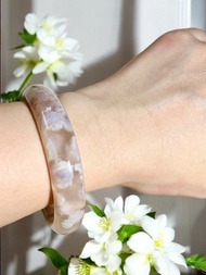 櫻花瑪瑙手鐲瑪瑙手鐲紫粉冰底高貨收藏級菜園子蜜桃飄綠54/55/56