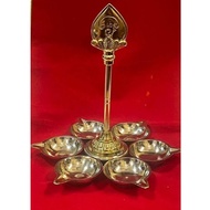 Brass Arumuga Vel Vilakku / Om Saravana Bhava Deepam / Sasthi Pooja Deepam 6 Muga Vilakku  (Height 7