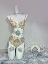 ชุดกีฬาสุดเซ็กซี่ LMB เสื้อกั๊กบิกินีพร้อมไม้บรรทัดหิมะสำหรับการแสดงในบาร์ ชุดการแสดงบนเวทีแบบลำลอง