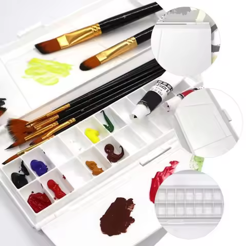 Foldable Watercolor Pigment Box 24 Grids Reusable Watercolor Mixing Tray Easy To Rinse Easy Open Pai