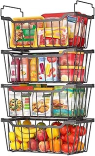 Goovilla Freezer Organizer Bins with Foldable Handle, 4 Pack Stackable Freezer Baskets for 3.5-7 Cu.