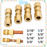 TEAKEMY Brass Compression Fitting, Straight Multiple Sizes Tube Fitting Connector, Connector Brass C