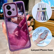 Lanyard Case For iQOO Z9 Z9x Turbo 5G Z 9 Z 9x iqz9 2024 Phone Casing Back Cover Soft TPU Plating Tr