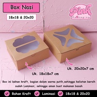 Kraft Window Flower Cake Box 18x18x7 & 20x20x7 | Laminated White Cake Box