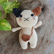 Natural Dyed Cotton Crochet Doll, Kitty Cat, Kitten, Black Brown