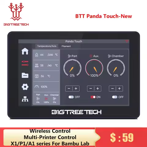 BIGTREETECH Panda Touch 5 Inch Touch Screen Wifi Display For Bambulab P1P P1S Multi-Printer Control 