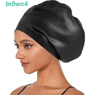 TN5WC4 Waterproof Swim Cap, Solid Color Elastic Silicone Swim Headgear, Major Bathing Cap Sunscreen 