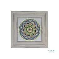 ZENTANGLE ART WHITE ZENDALA PAPER TILE WITH WHITE FRAME