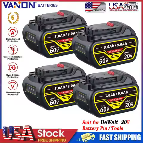 VANON 1~4Pcs 20v/60v 9.0Ah Replace for Dewalt Flex-volt Battery Pin DCB609 DCB615 DCB612 DCB606 Suit