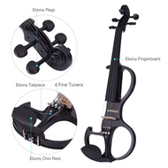 Ammoon Series Of Full Size 4/4 Violin Silent Electric Violin Fiddle With Bow Hard Case Tuner Headpho