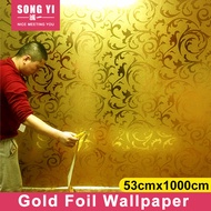 🔥🔥Thickened 3D Gold Foil Wallpaper Gold Silver KTV Ceiling Ceiling Living Room Bedroom Wallpaper/墙纸/