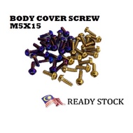 YAMAHA BODY COVER SCREW M5X15 TITANIUM BODY COVER SCREW M5 COVERSET SCREW TITANIUM GOLD Y15ZR LC135 