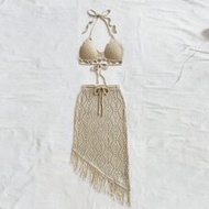 New Shell Strap Spaghetti Strap Top And Tassel Skirt Two-Piece Set, Vacation Style,Spring Outfits Fo