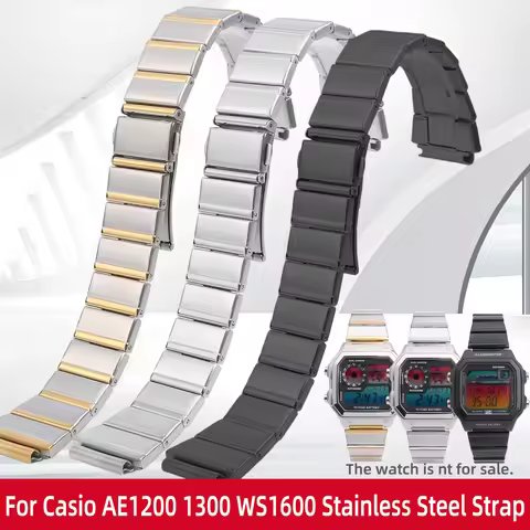 Stainless Steel Watch Strap For Casio A158 A168 A159 F91 Metal Bracelet A700 AE1200 1300 WS1600 W-21