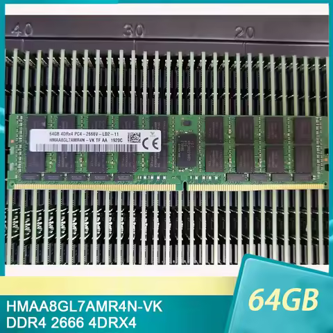 1 Pcs RAM HMAA8GL7AMR4N-VK 64G 64GB DDR4 2666 4DRX4 PC4-2666V 2666MHZ ECC REG Memory