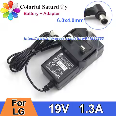 UK Plug Charger For LG IPS LED Monitor 22MP67VQ 10SM3TB 22EN33S 24M37H-B Power Adapter 19V 1.3A ADS-