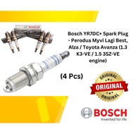 (4pcs) Bosch YR7DC+ Spark Plug - Perodua Myvi Lagi Best, Alza / Toyota Avanza (1.3 K3-VE / 1.5 3SZ-V