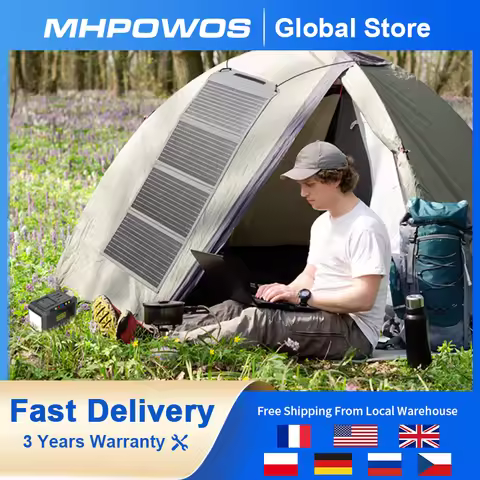 MHPOWOS 40W/80W Solar Panel Charger QC3.0 USB-A & Type-C Output IP67 Waterproof Foldable For Camping