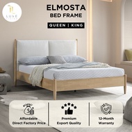 LUXE: Elmosta Bouclé Queen Bed Frame | King Bed Frame | Scandinavian wood bed | Katil Queen | Katil 