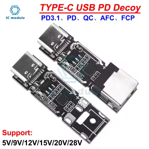 140W 5A Type C to DC QC PD Fast Charging Pickup Board Decoy 28V 20V 15V 12V 9V 5V Voltage Triggers S
