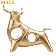 Rolan Golden Bull Sculpture Resin Hollow Lucky FengShui Statue Crafts Figurine HG