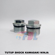 1 Set 2 Baut Tutup Shock Plus Oring-Seal Kawasaki Ninja/ Tutup As Shock-Shok Depan Ninja 2 Tak / R / Rr