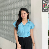 Baju Blouse Wanita Atasan Lengan Pendek Lady Crush Crinkle Anti Lecek Korean Style Kekinian Terbaru