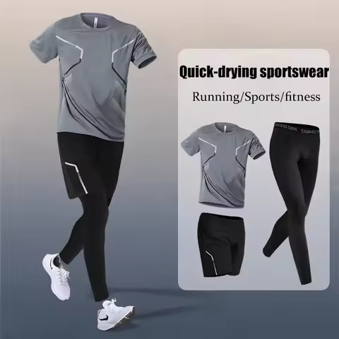 3PCS,Men's sportswear, quick-drying clothes, fitness clothes, basketball and badminton suits, traini